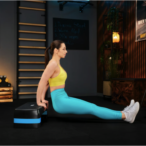 Степ платформа  Trex Sport TX-030AS 3-уровневая черно-голубая - фото №2